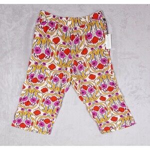 Rachel Zoe Linen Pants Women's Size XL Red/Pink Floral Wide Leg Palazzo